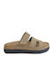 Leather Women's Flat Sandals Flatforms Green