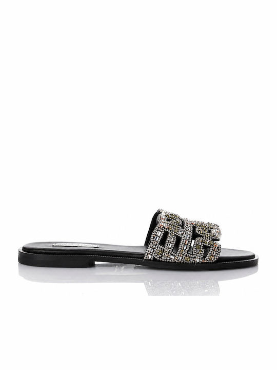 Leather Women's Flat Sandals Black