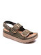 Leather Women's Flat Sandals Green