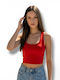 Women's Sleeveless Crop Top Red