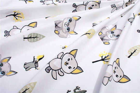 Dimcol Baby Foxes 595 Бебешка Кърпа За Преповиване Памук Бяла 80x80см
