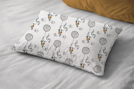 Dimcol Floating Bunny 715 Fata De Pernă Pentru Copii Din 100% Bumbac 50x70cm Gri
