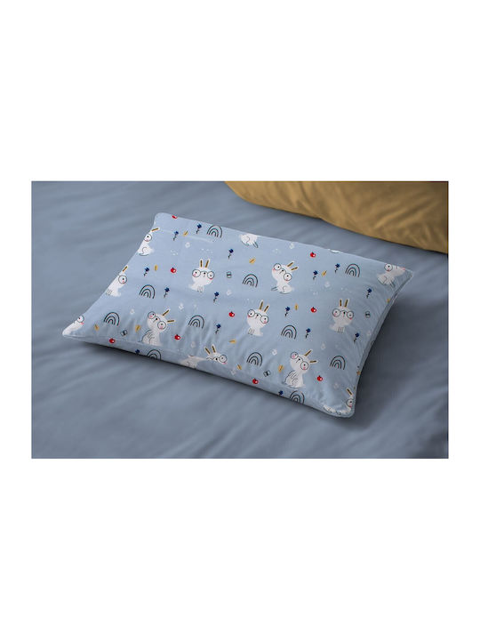 Dimcol Rabbit Garden 584 Παιδική Μαξιλαροθήκη από 100% Βαμβάκι 50x70εκ. Sky Blue