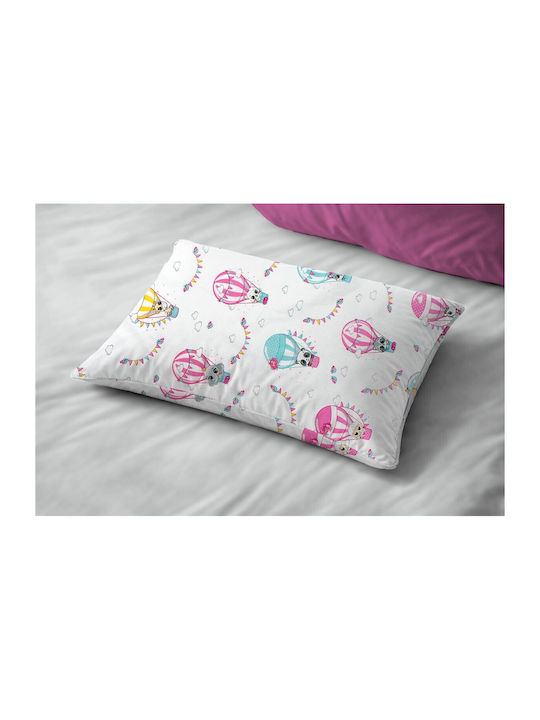 Dimcol The Floating Zoo 597 Kids Pillowcase Made of 100% Cotton 50x70cm White Pink