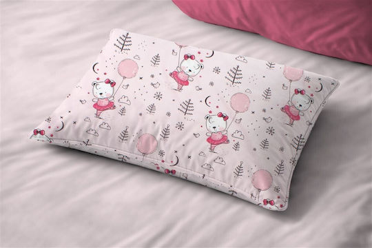 Dimcol Ballerina Bear 598 Fata De Pernă Pentru Copii Din 100% Bumbac 50x70cm Roz