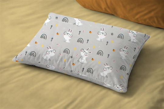 Dimcol Rabbit Garden 586 Fata De Pernă Pentru Copii Din 100% Bumbac 50x70 Cm Gri