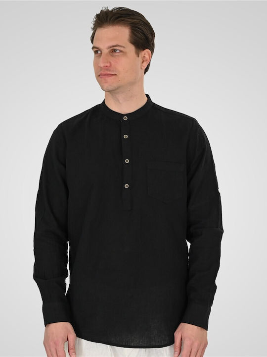 Double Long Sleeve Linen Shirt in Regular Fit B...