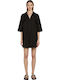 Summer Mini Shirt Dress Black