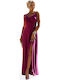 Summer Maxi Evening Dress with Tearing Fuchsia