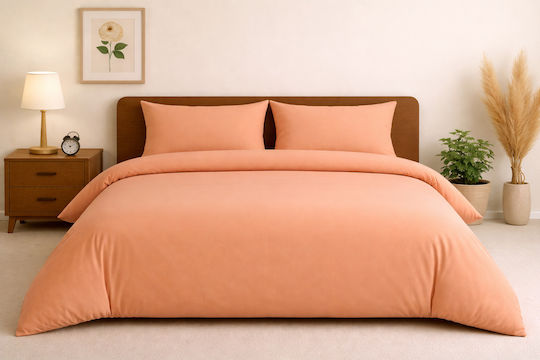 Glossier Tagesdecken Übergröße Baumwolle Orange 220x240cm 3Stücke