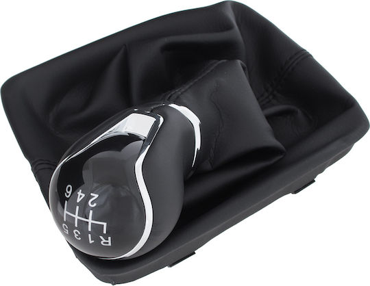 Seat Leon III 12-17 Schwarzer Eco-Leder Schaltknopf + Gaiter Rahmen 6 Gänge