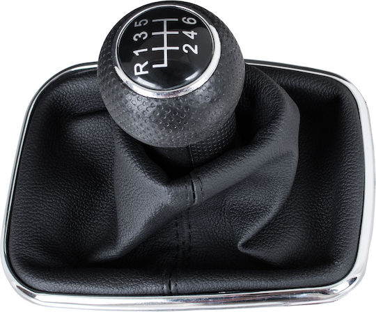 Vw Golf IV 97-03 Schwarzer Schaltknopf + Gaiter Chromrahmen 6-Gang 12mm Loch