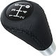 Universell Tuning Schwarzes Leder + Silber 5-Gang Schaltknopf