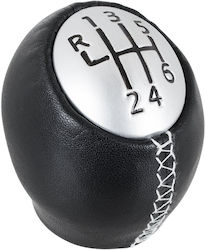 Renault Laguna Ii 6-speed Gear Shift Knob Black Leather + Silver