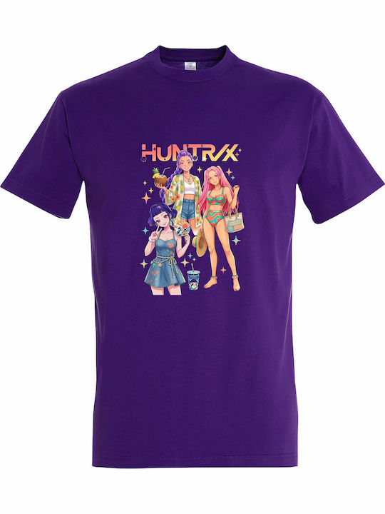 Детска Тениска Тъмнолилава Kpop Demon Hunters Huntrix Summer Beach Ready