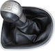 Seat Leon Ii 2005 Black-beige Gear Shift Knob + Gaiter Chrome Frame 6 Speeds