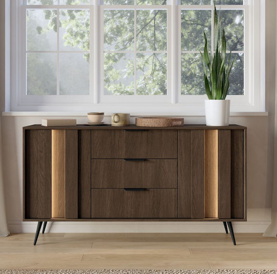 Bufet Amaro Din Lemn Cu Sertare Nuc 153.5x40x82.6cm