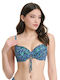 Top Bikini Sutien Cupe D Albastru