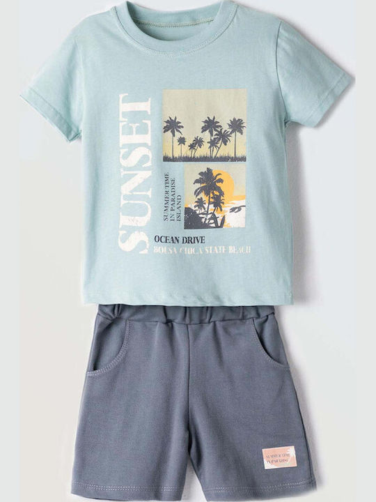 Kids Set with Shorts Summer 2 Pieces Turquoise