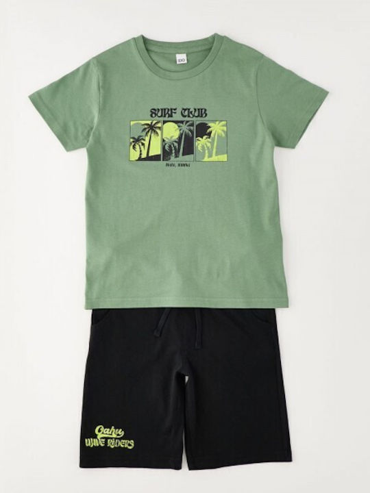 Kids Set with Shorts Summer 2 Pieces Sage Green