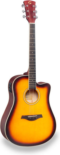 Soundsation Acoustic Guitar Dnce Cutaway Sunburst Open Pore