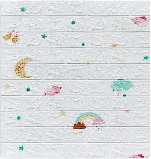 Panouri Decorative 3D Pentru Perete Spumă Autoadeziv Alb 70x77cm 10 Bucăți