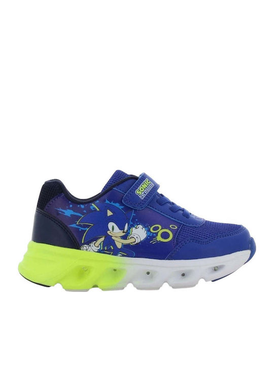 Kids Sneakers Anatomic with Hoop & Loop Closure & Lights Blue