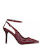 Heels from Patent Leather with Strap Burgundy