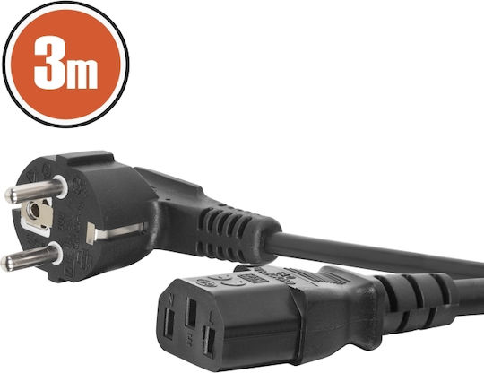 IEC C13 Zu Schuko Netzkabel 3m 16a 250v 90° Winkel Schwarzes