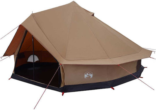vidaXL Camping Tent Teepee Brown for 10 People 500x500x298cm