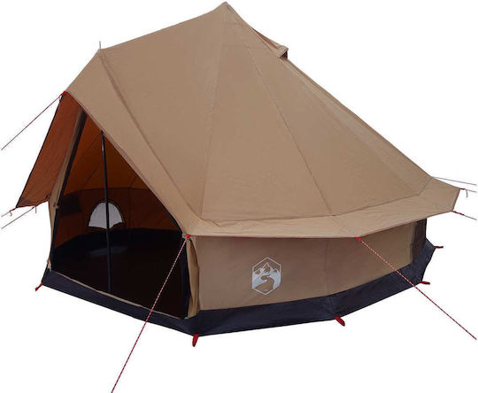 vidaXL Camping Tent Teepee Brown for 6 People 198cm