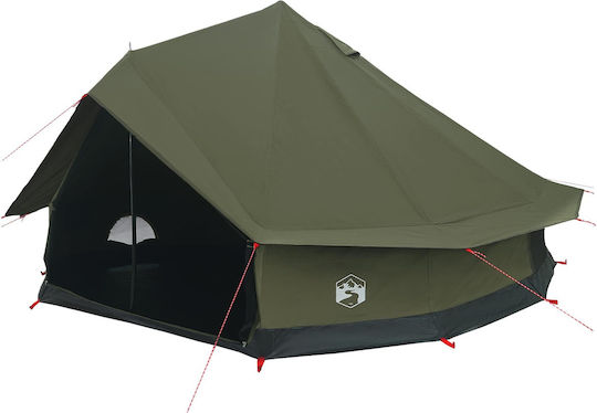 vidaXL Σκηνή Camping Teepee Πράσινη για 10 Άτομα 500x500x298εκ.