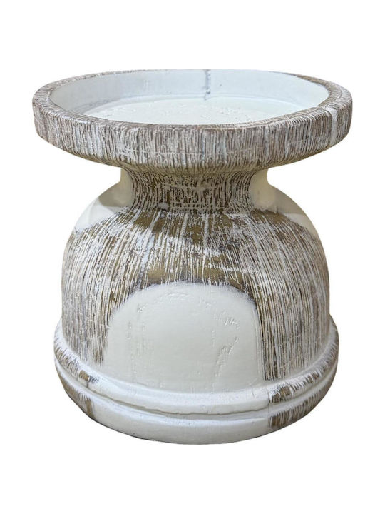 Espiel Polyresin Candle Holder In White Colour 11x10x10cm
