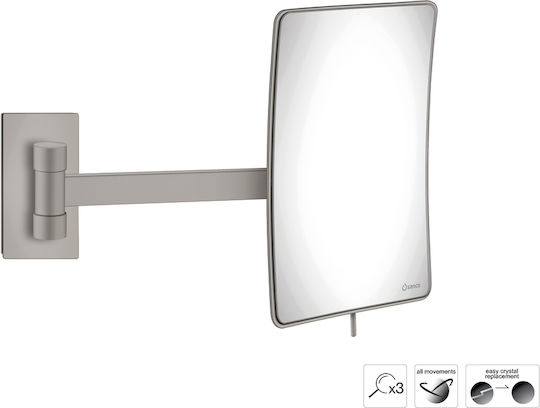 Sanco Sanco Rectangular Bathroom Mirror with Magnifying Metal Frame Length 104cm Grey