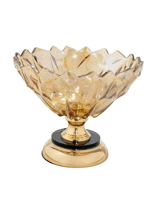 Decorative Glass Bowl With Gold Pedestal 24x22cm