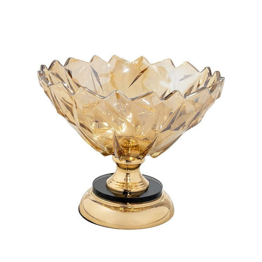 Decorative Glass Bowl With Gold Pedestal 24x22cm