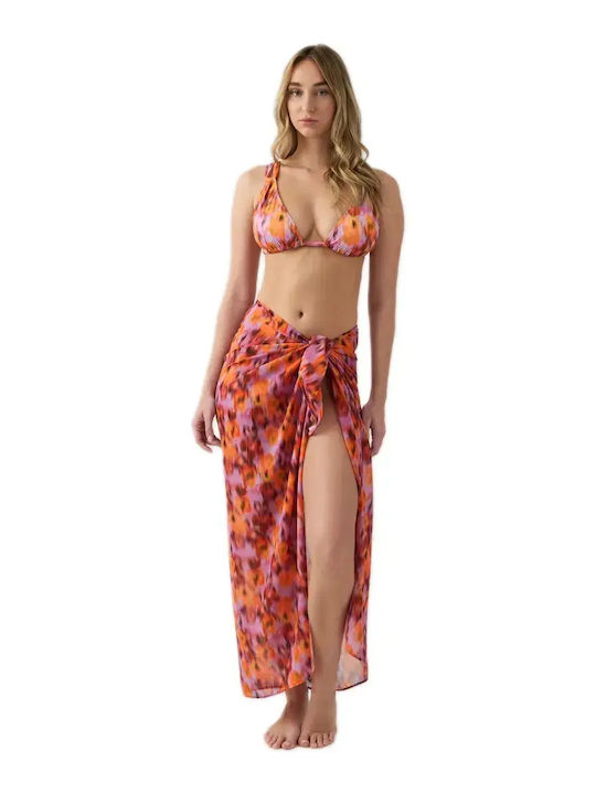 Minerva Women's Pareo Scarf Beachwear Lilac-Orange