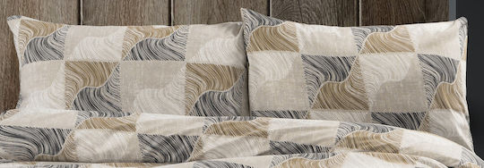 Dimcol Μαξιλαροθήκη με Φάσα Beige-black 50x70εκ.