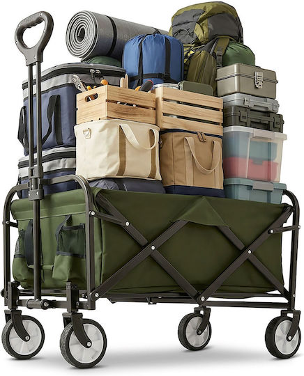 Relaxdays Folding Trolley White Dark Green/black 89x72x50 Cm