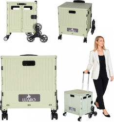 Multifunctional Transport Stroller Green Foldable Design Triple Wheels Telescopic Handle Cover Included