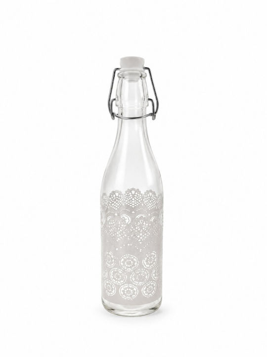Glass Water Bottle with Screw Lid Gray 1500ml