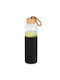 Vilde Vilde Glas Wasserflasche mit Schraubdeckel Schwarz 500ml