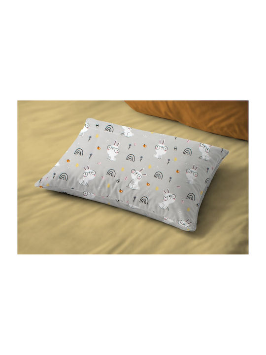 Dimcol Rabbit Garden 586 Baby Pillowcase Made of 100% Cotton Grey 45x35cm