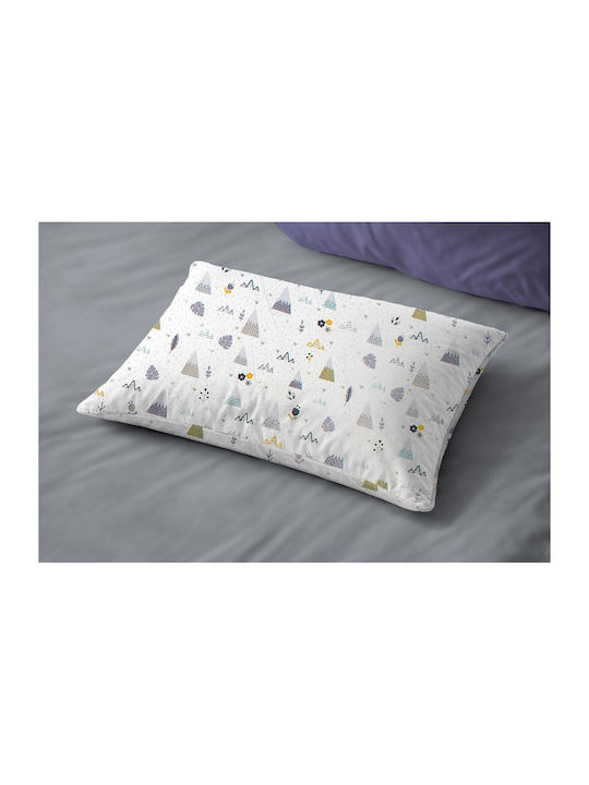 Dimcol Whimsical Mountainside 588 Baby Pillowcase Made of 100% Cotton White-Grey 45x35cm