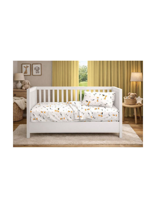 Dimcol Βρεφική Παπλωματοθήκη Giraffe 599 White-orange 120x160εκ.