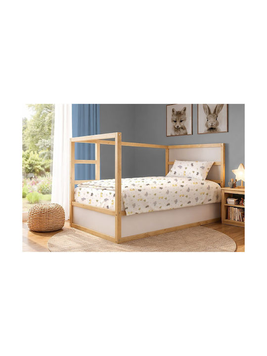 Dimcol Happy Safari 713 Kids Duvet Cover Single Cotton White-Grey 160x240cm