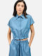 Kurzärmeliges Damen Denim Hemd Hellblau