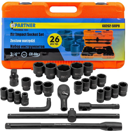 Partner Partner Ratschen- und Steckschlüssel-Set 3/4" & 1" 26 Stück