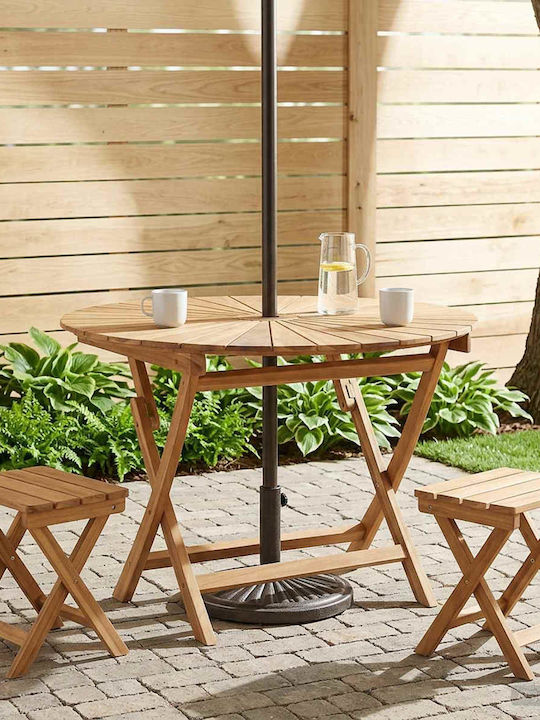 Masă De Exterior Din Teak Pliabilă Naturală 110x110x75cm