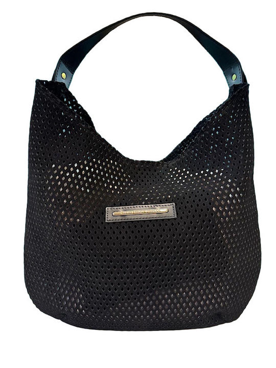 Suede Slouchy Women's Shoulder Bag Black
